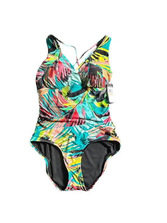 Other - JANTZEN colorful V front full bottom coverage one piece swimsuit size 12 New